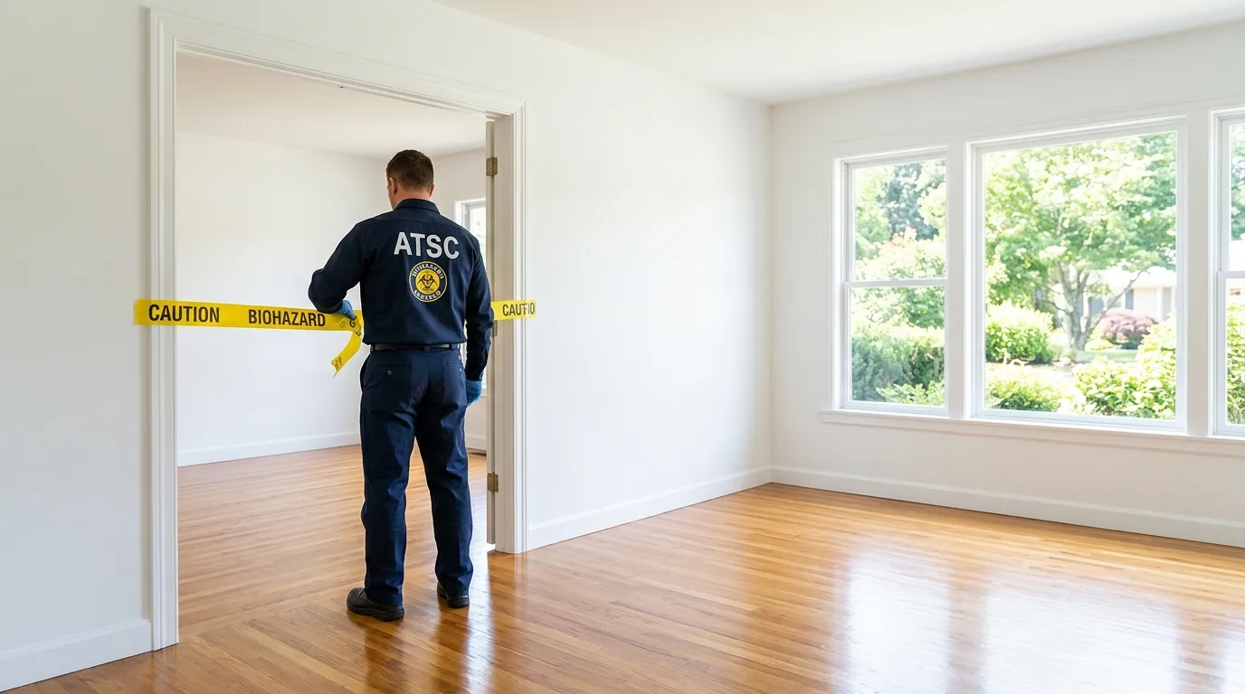 Certified biohazard cleanup crew performing Decomposition Cleanup in Clemmons